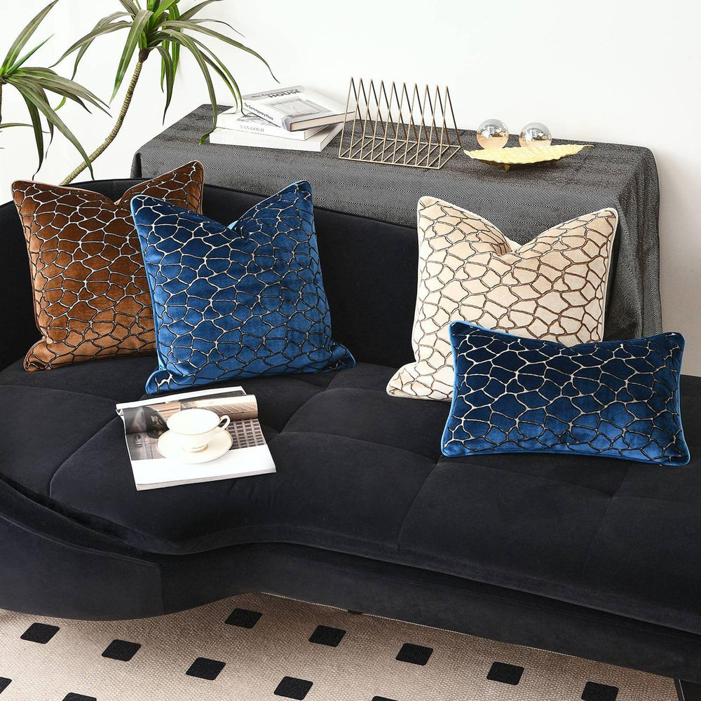 20x20 Cream Cut Velvet Pillow Covers with Raised Texture