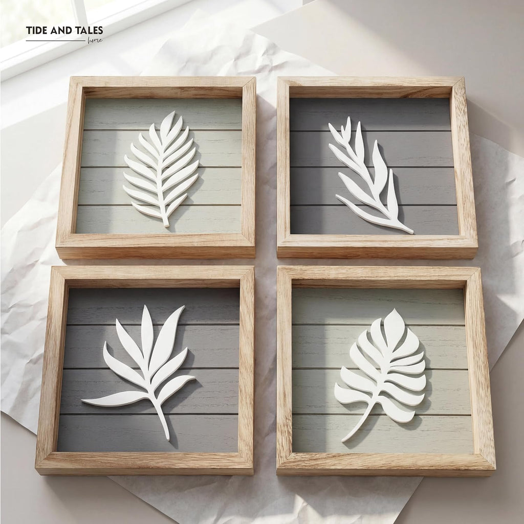 Tide and Tales 3d Framed Wall Art, Set of 4, Farmhouse Wall Decor
