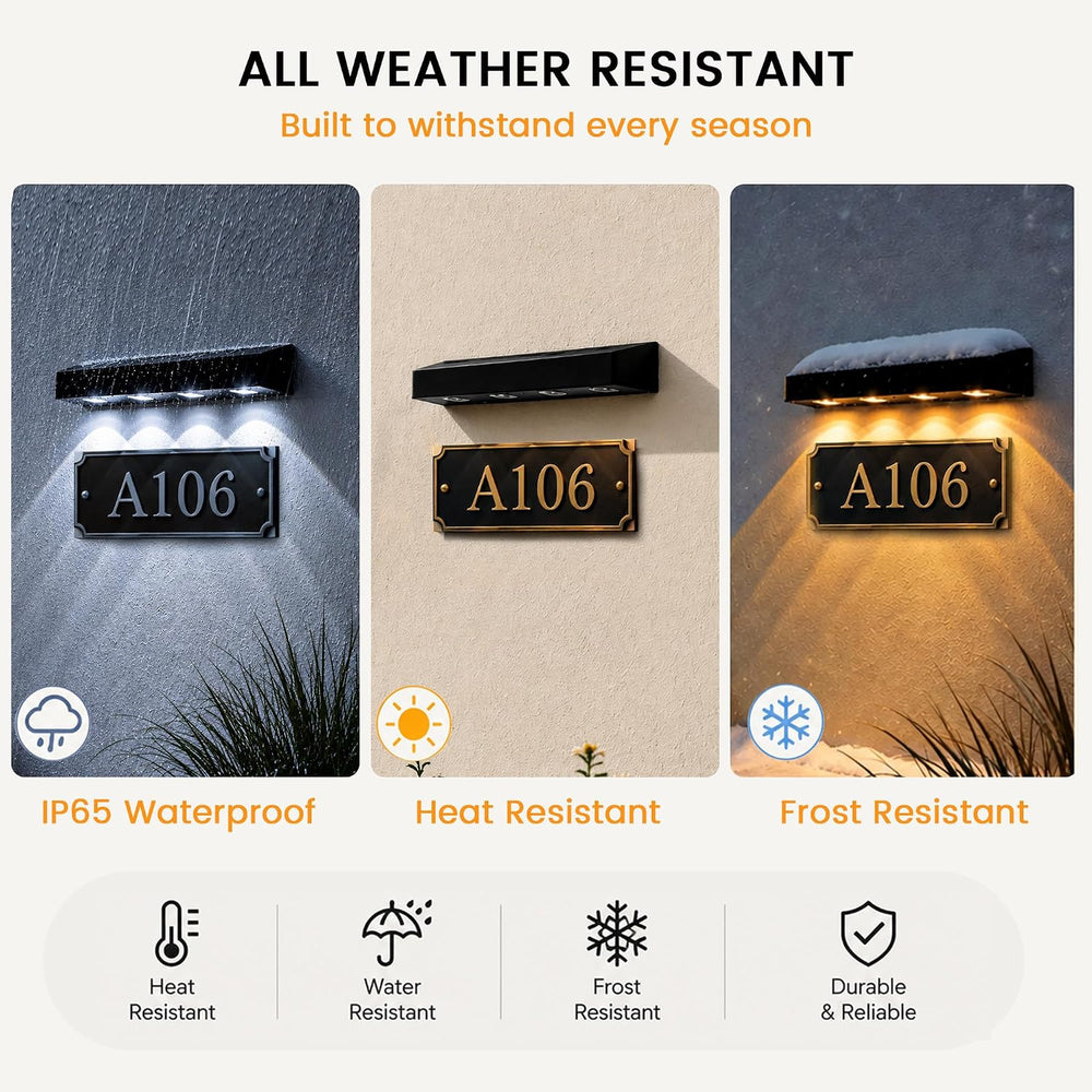 Solar Address Sign Light Outdoor Waterproof IP65（2 Pack）