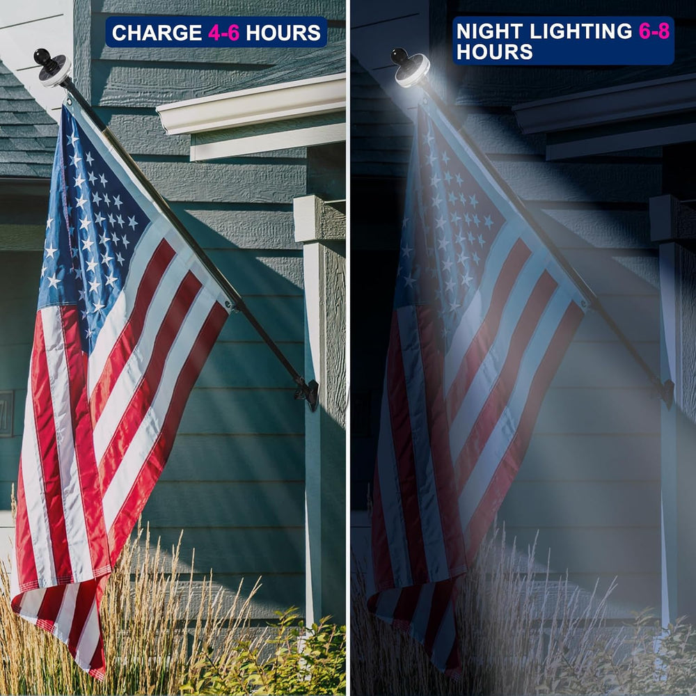 6FT Flag Pole Kit for House with Solar Light and Bracket, Stainless Steel Out...