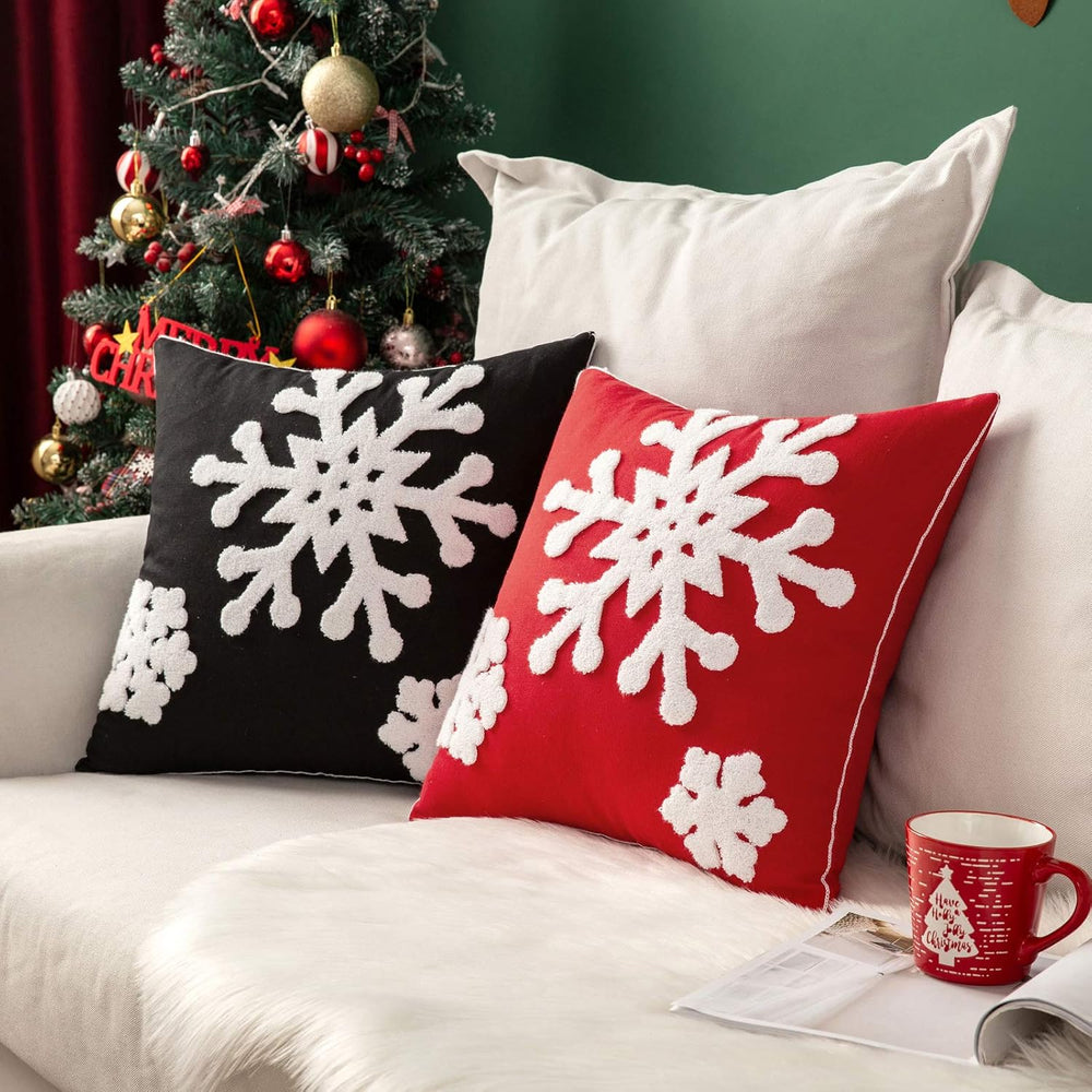 MIULEE Christmas Throw Pillow Covers Black Decorative Snowflake 20x20