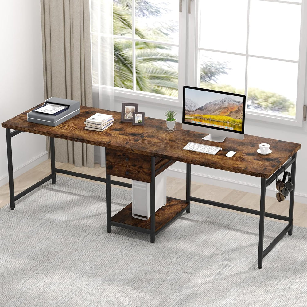 Tribesigns 78.74’’ Two Person Desk with 2 Drawers, Long Double Computer Desk ...