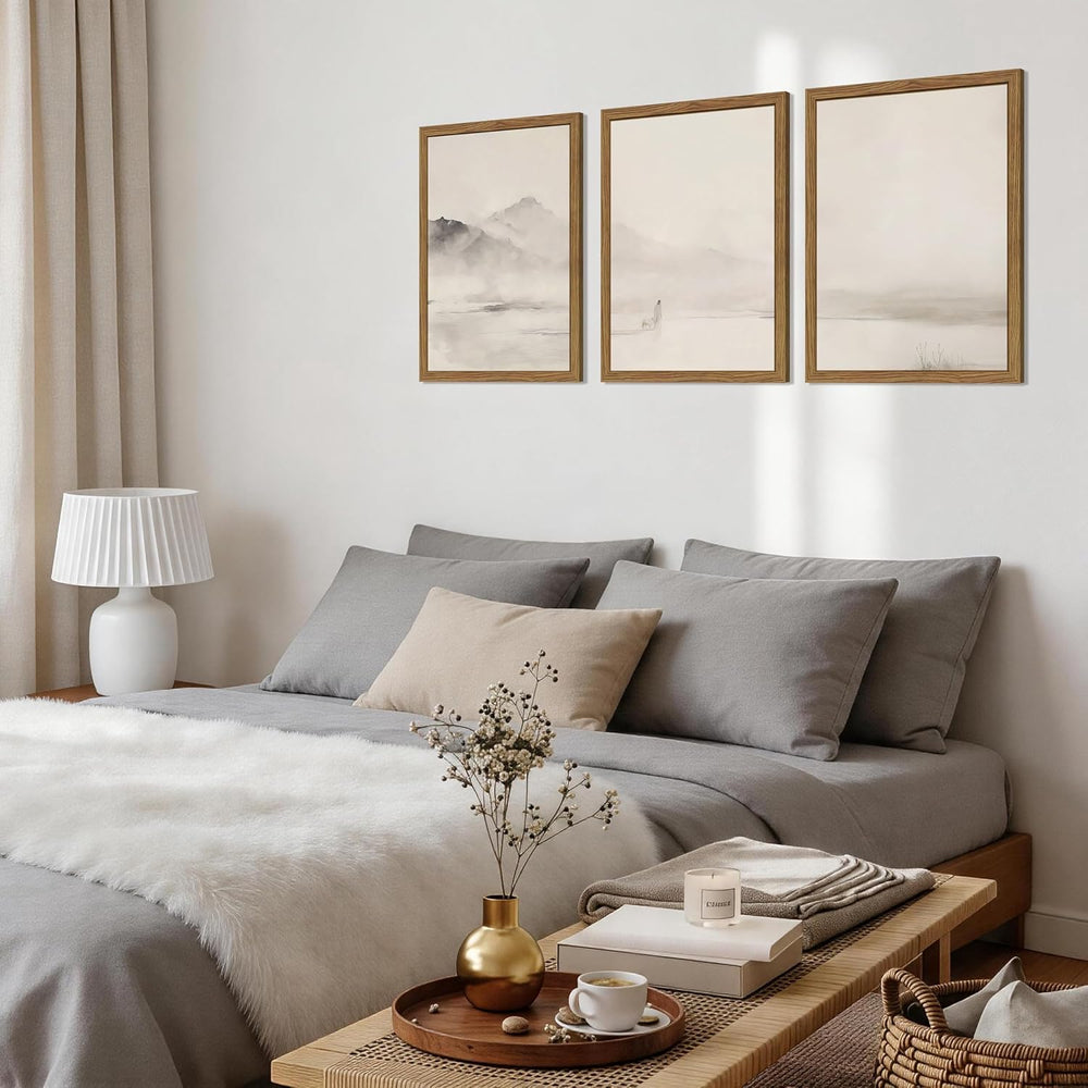 Framed Jesus Leaves the 99 Sheep Canvas Wall Art Set of 3, Neutral Christian ...