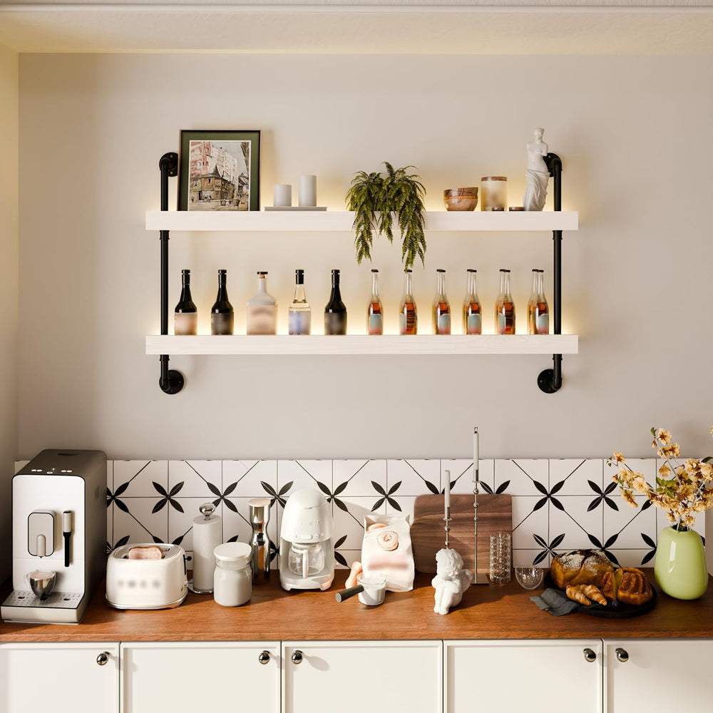Bar Shelves, Wall Mounted Wine Rack, White, 48 Inch