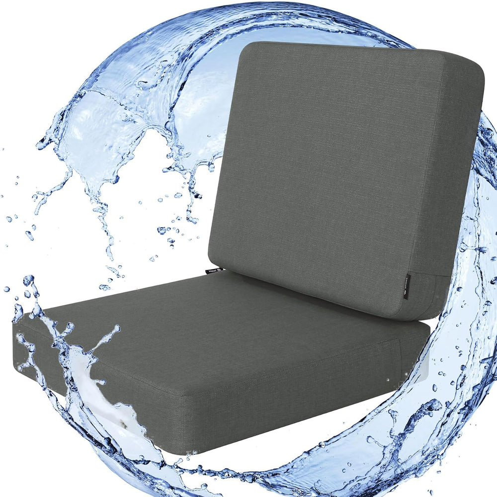 Favoyard Outdoor Deep Seat Cushion Set, 22 x 22 Inch, Dark Grey