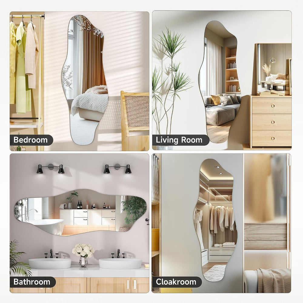 Hasipu 55"x20" Irregular Wall Mirror Frameless Asymmetrical Mirror ...