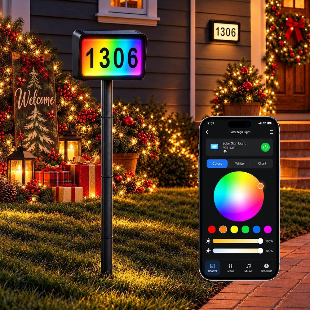 Brizled Smart Solar House Numbers, Light Up Address Signs for Outside Yard