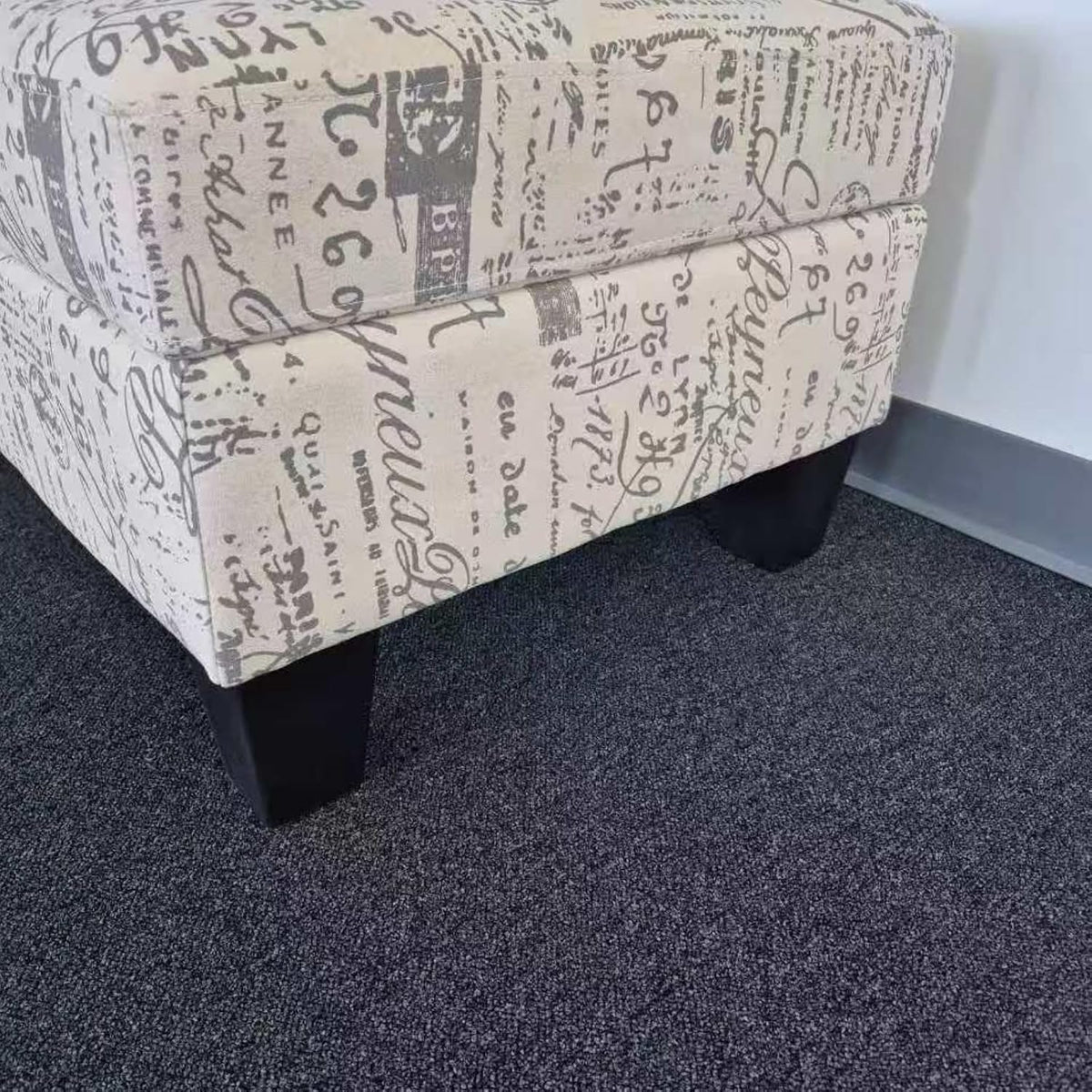 Linen Upholstered Storage Ottoman