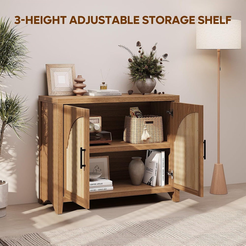 Bestier 37" Fluted Sideboard Buffet Cabinet with Storage, English Oak