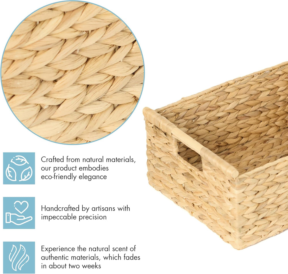 VATIMA Extra Large Wicker Basket Rectangular with Wooden Handles for Shelves,...