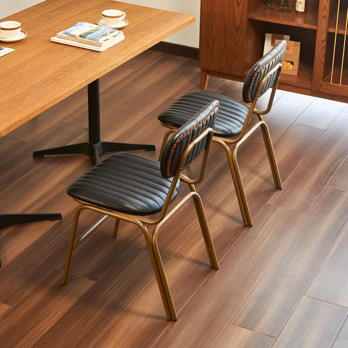 mid century modern dining chairs set of 2, side view