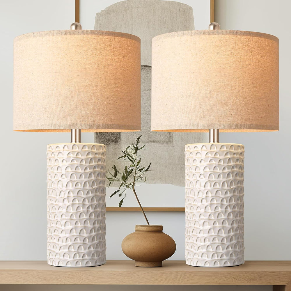 PARTPHONER 23" Modern Ceramic Table Lamp Set of 2, Table Lamps for Livin...