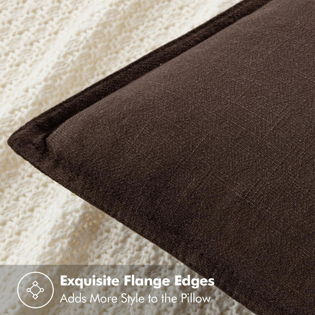 MIULEE Decorative Linen Euro Sham Pillow Covers 26x26 Dark Brown