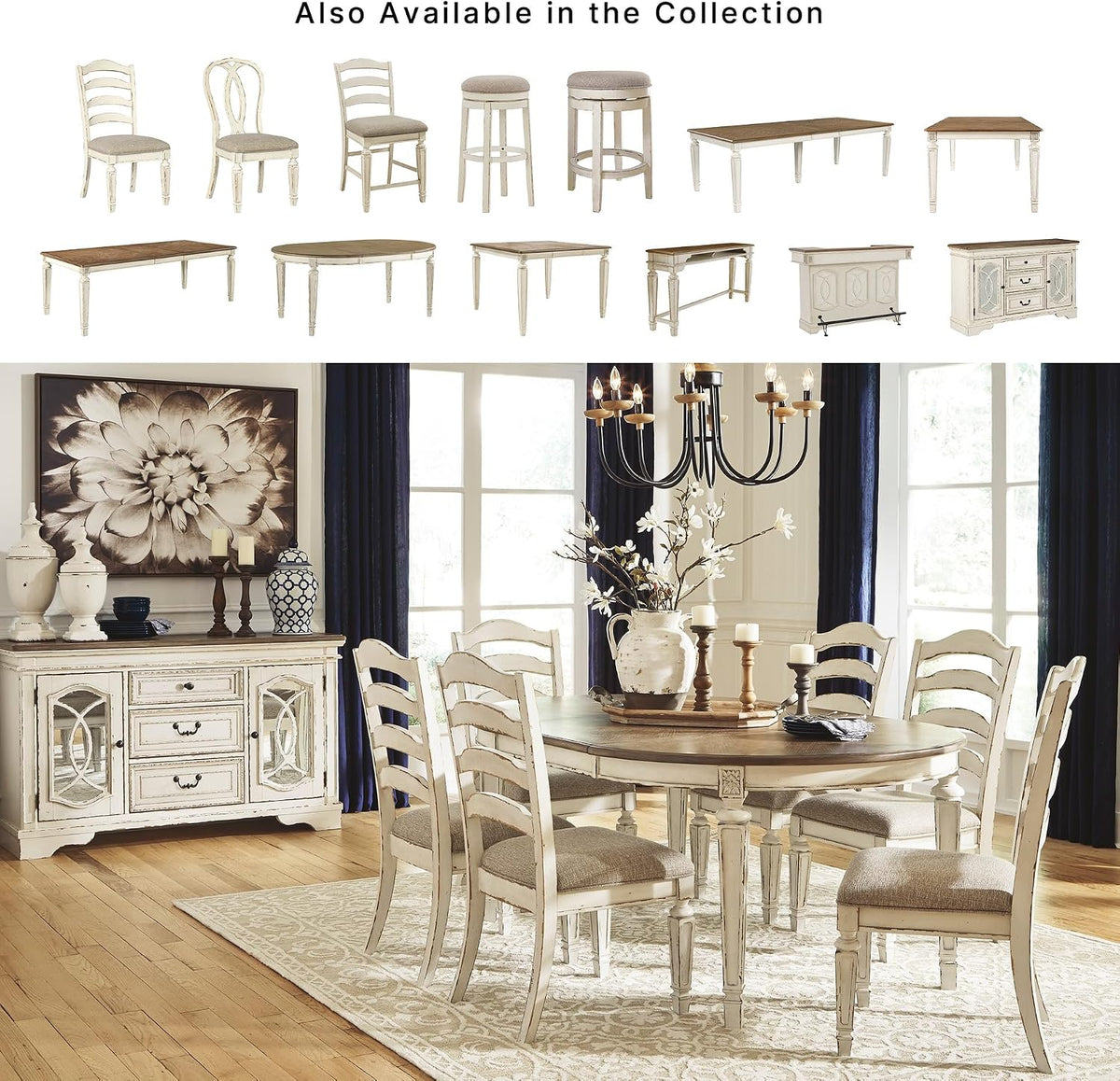 Signature Design by Ashley Realyn Wood Dining Chairs Set of 2, White