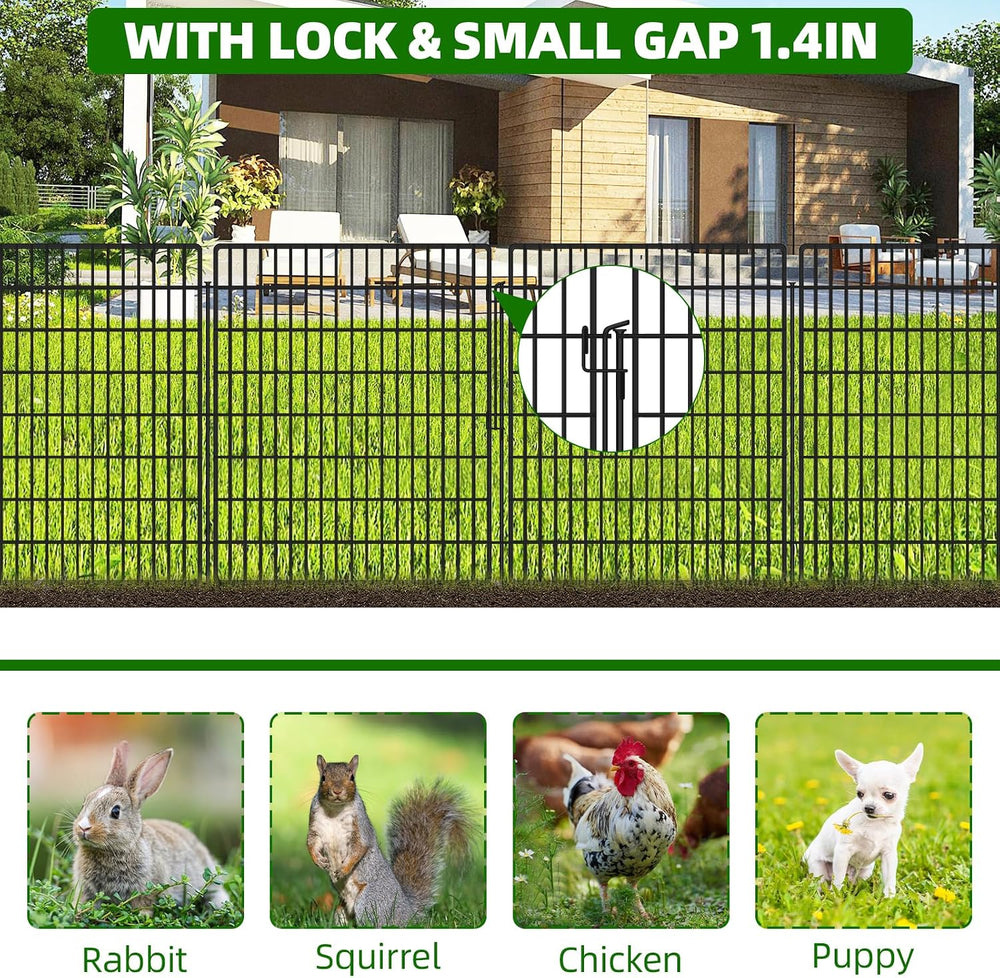15 Panels Garden Fencing Animal Barrier with Lock, 33 in(H) X 36 ft(L) Dog Fe...