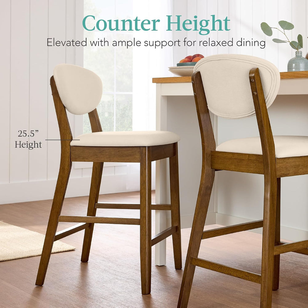 Best Choice Products Set of 2 Counter-Height Bar Stools, Mid-Century Modern, ...