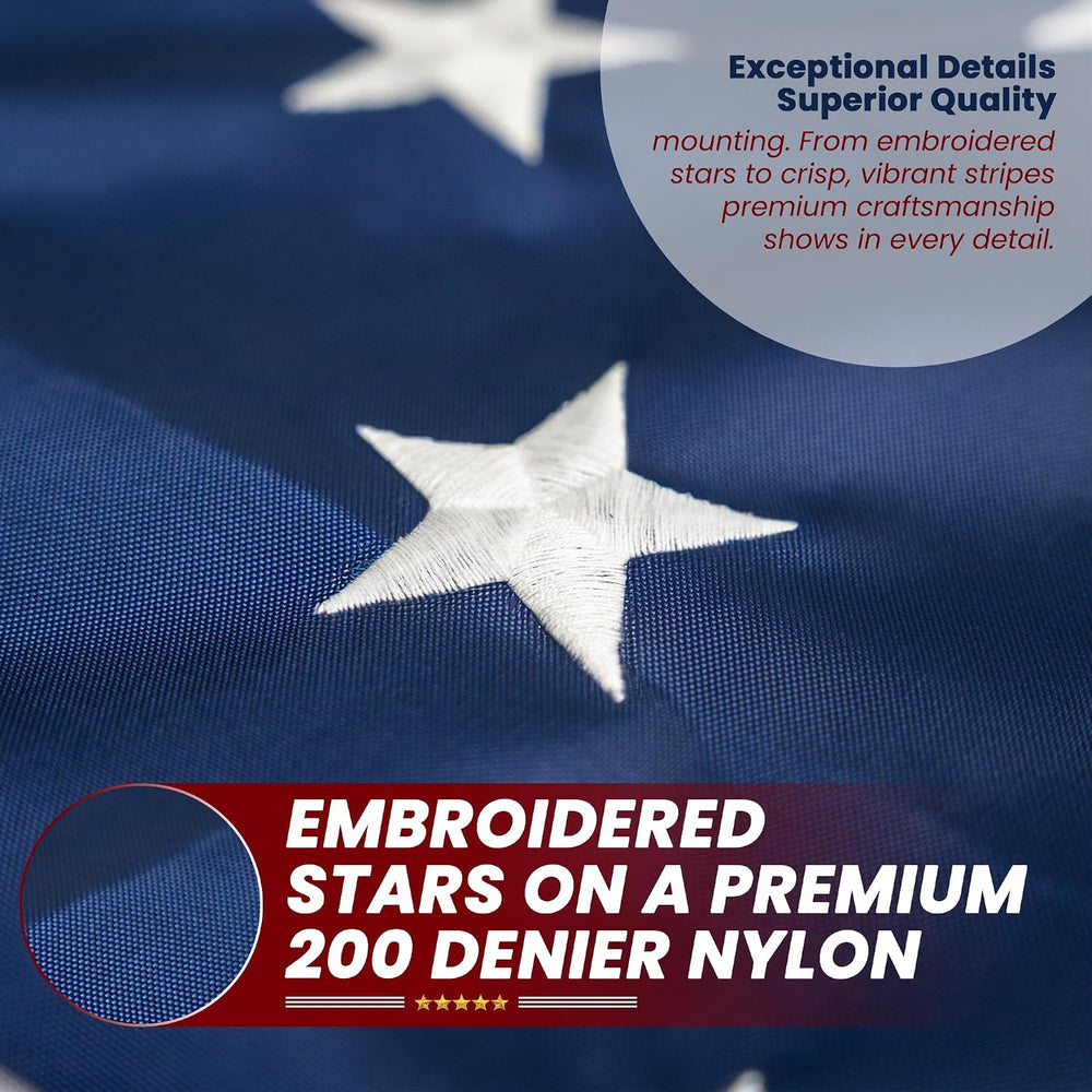 Premium American Flag for Outside 3x5 Made in USA | Outdoor Nylon Flag with E...