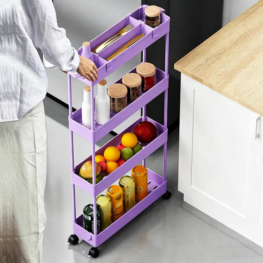 SPACELEAD 2-piece Set Slim Storage Cart 3 Tier,Bathroom Organizer Rolling Uti...