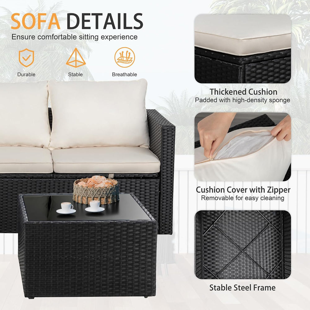 Shintenchi Outdoor Sectional Patio Furniture Set 4-Piece, All-Weather PE Ratt...