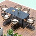 Pellebant 7 Piece Outdoor Dining Set for 6, Aluminum Table & Wicker Chairs