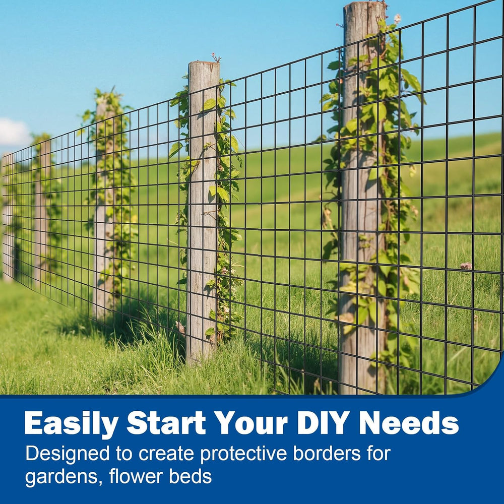 Black Welded Wire Fence, 24 in x 50 ft, 2 x 3 Inch Mesh, 16 Gauge PVC Coated ...