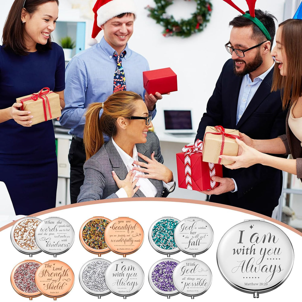 Thyle 12 Pcs Compact Mirror Bulk Christian Pocket Gift, Style 1, Colorful