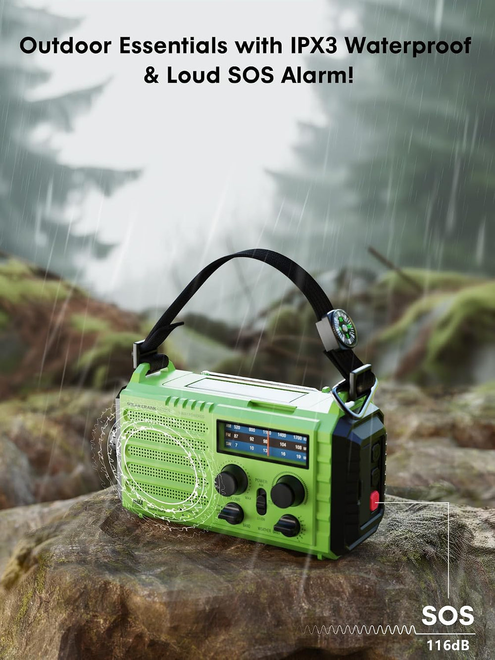 Raynic Weather Radio, 5000mAh/18500mWh Solar Hand Crank Emergency Radio, Batt...
