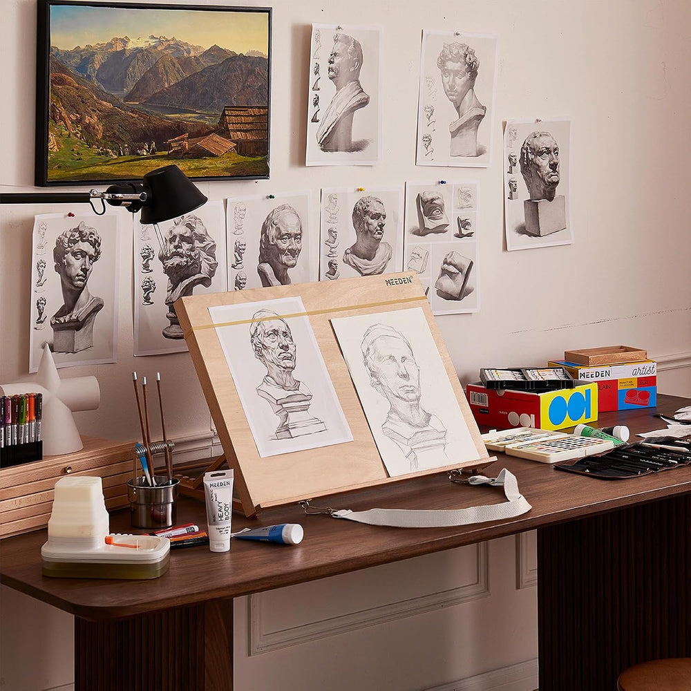 MEEDEN Large Tabletop Drawing Board: A2 Wooden Table Easel for Painting