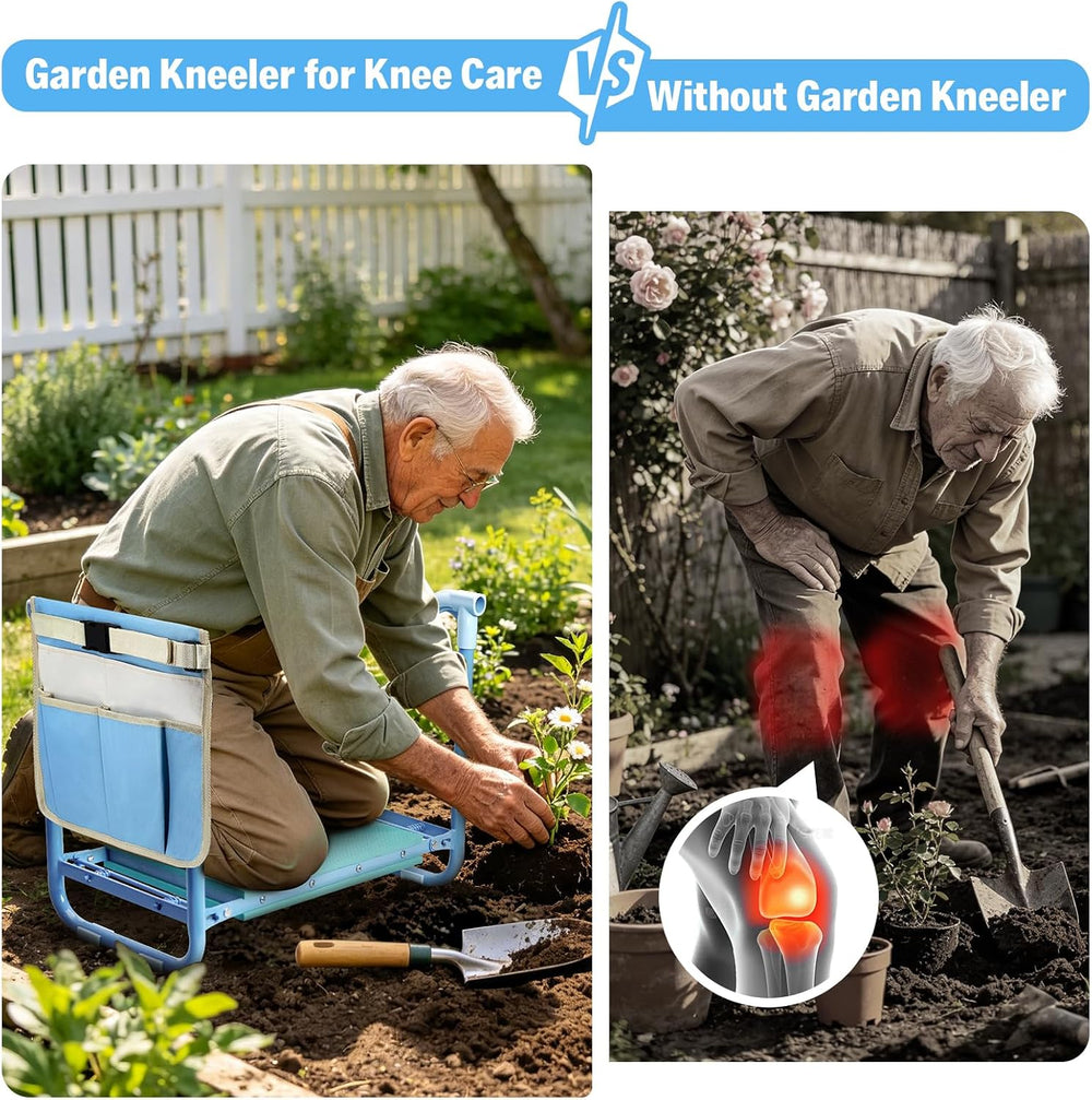 Garden Kneeler and Seat Heavy Duty, Foldable Gardening Stool Bench