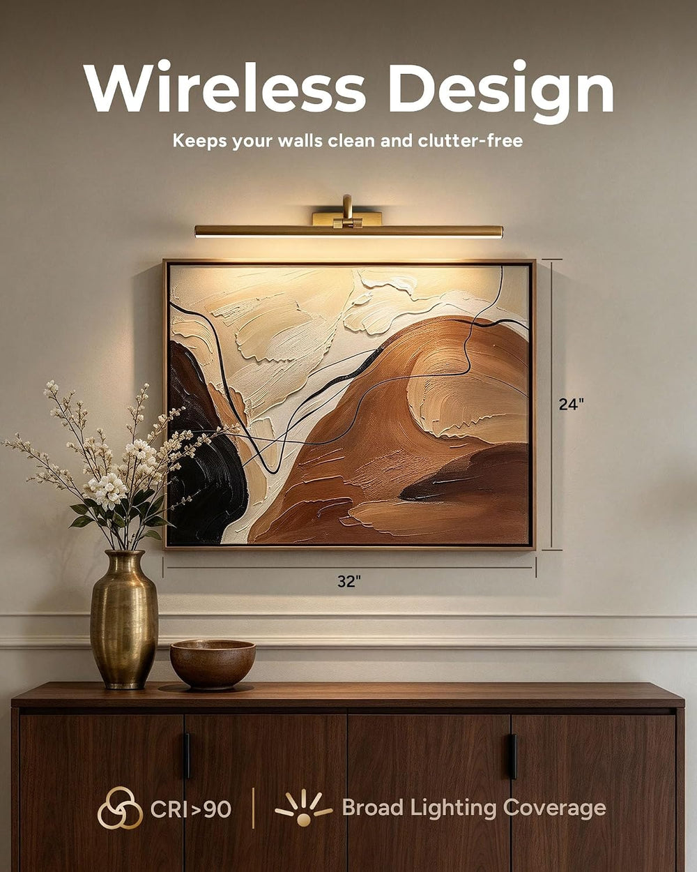 23.6" Gold Battery Picture Light for Wall Art