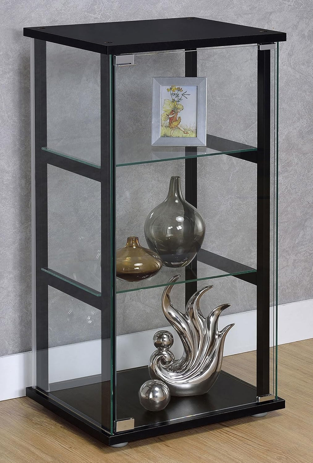 Coaster Cyclamen 17-Inch Curio Cabinet with Storage, Black 950179