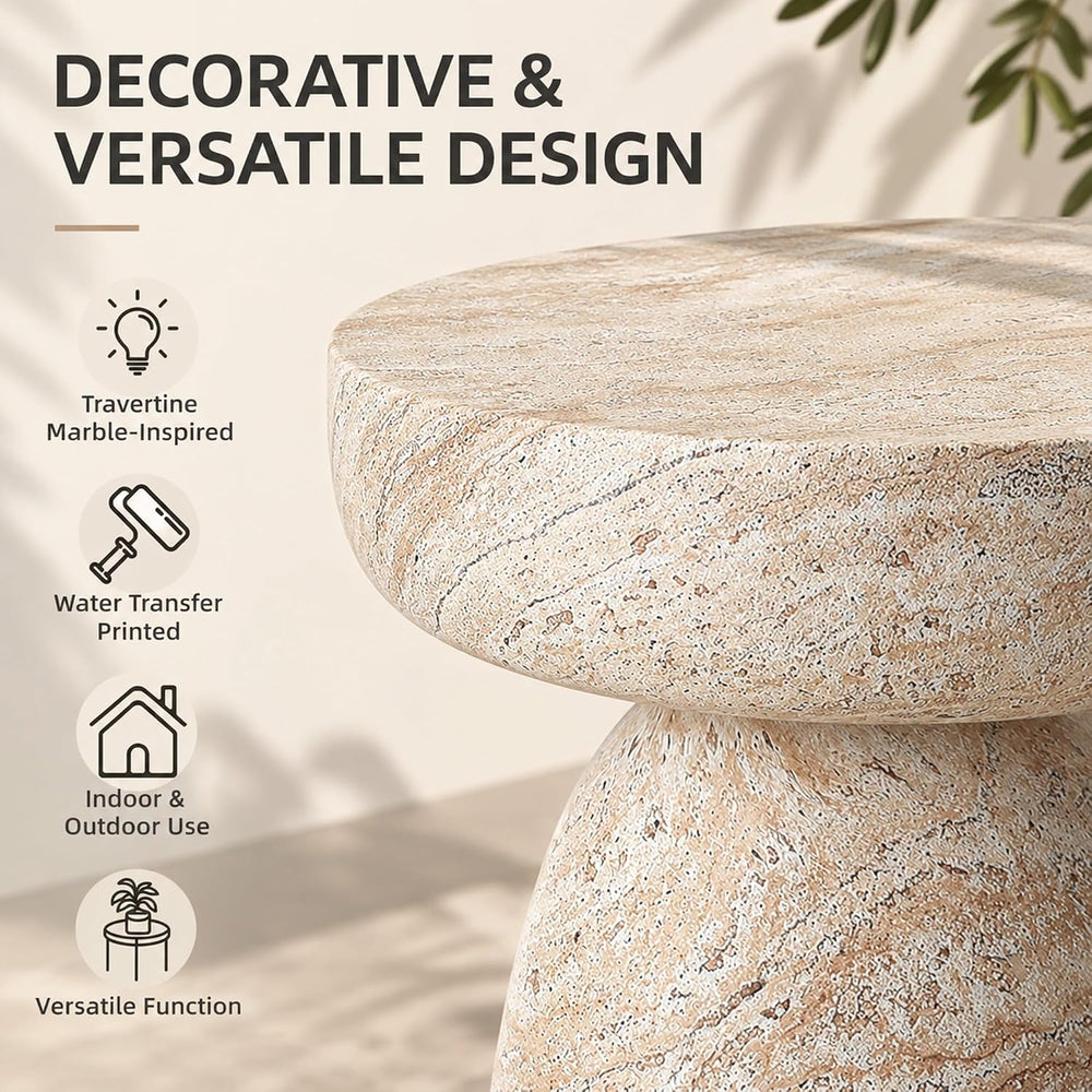 Outdoor Side Table Pedestal, 24" Modern Geometric Accent Coffee Table