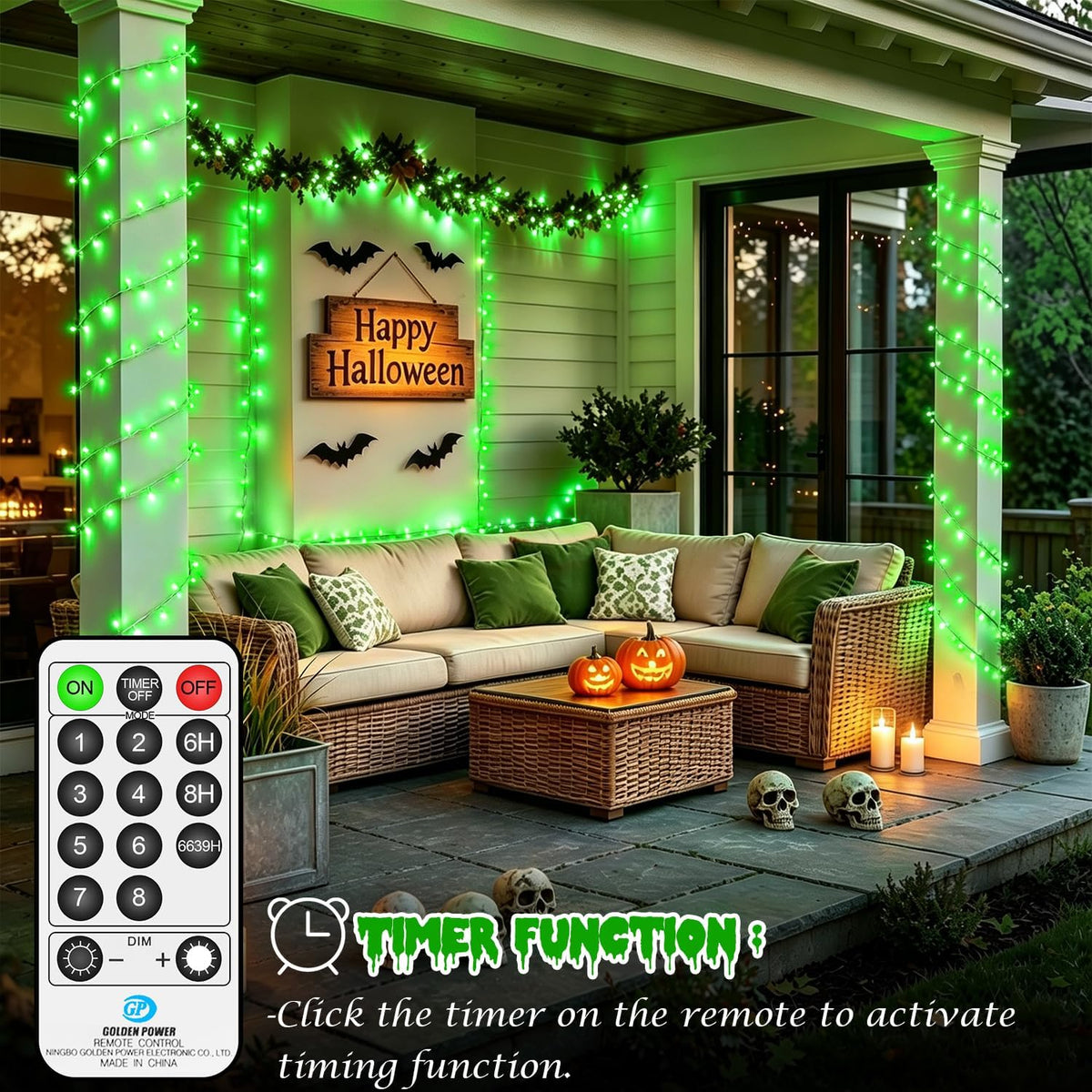 403 FT 1000 LED Halloween Lights Outdoor Fairy String Lights Plug in, Green