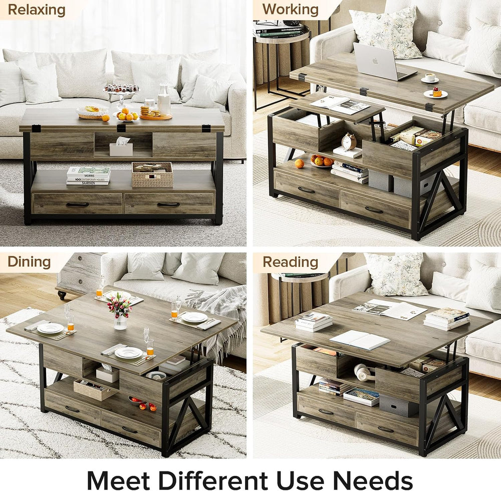 Memobarco 40" Lift Top Coffee Table with Storage,Grey