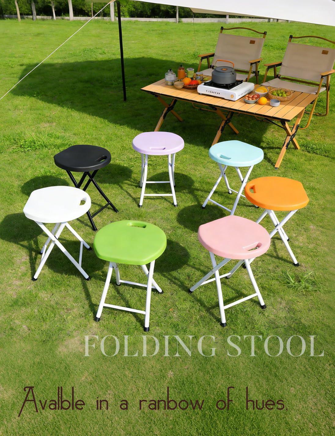 18 inch folding stool with handle on a desk or shelf