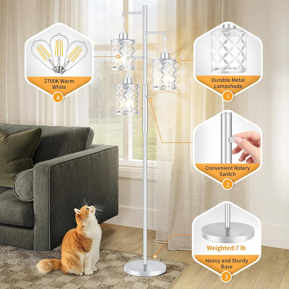 72" Modern Tree Floor Lamp, Dimmable Minimalist Tall Standing Lamp with ...