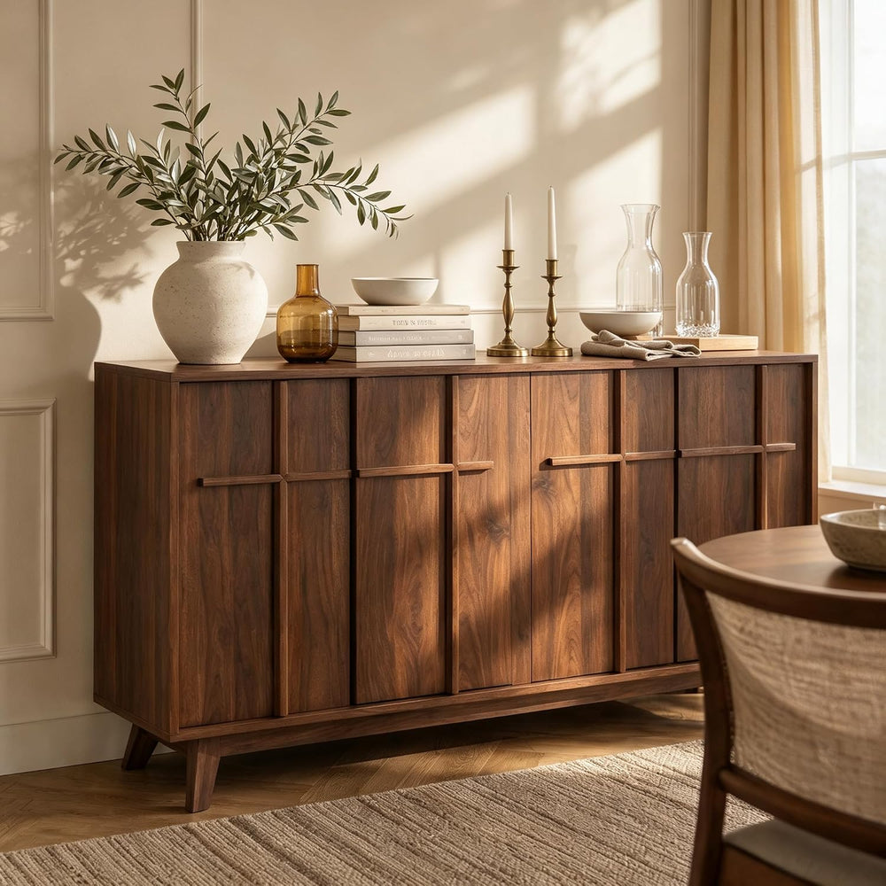 knoworld 59" Sideboard Buffet Cabinet with Storage, Modern Credenza, Brown