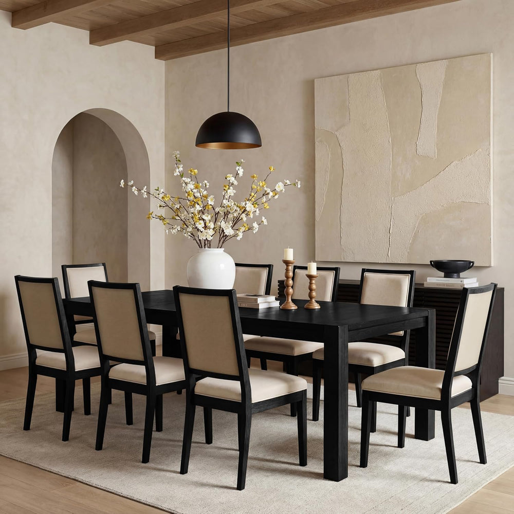 9-Piece Expandable Dining Table Set, 60"-80" Modern Wood Table with...
