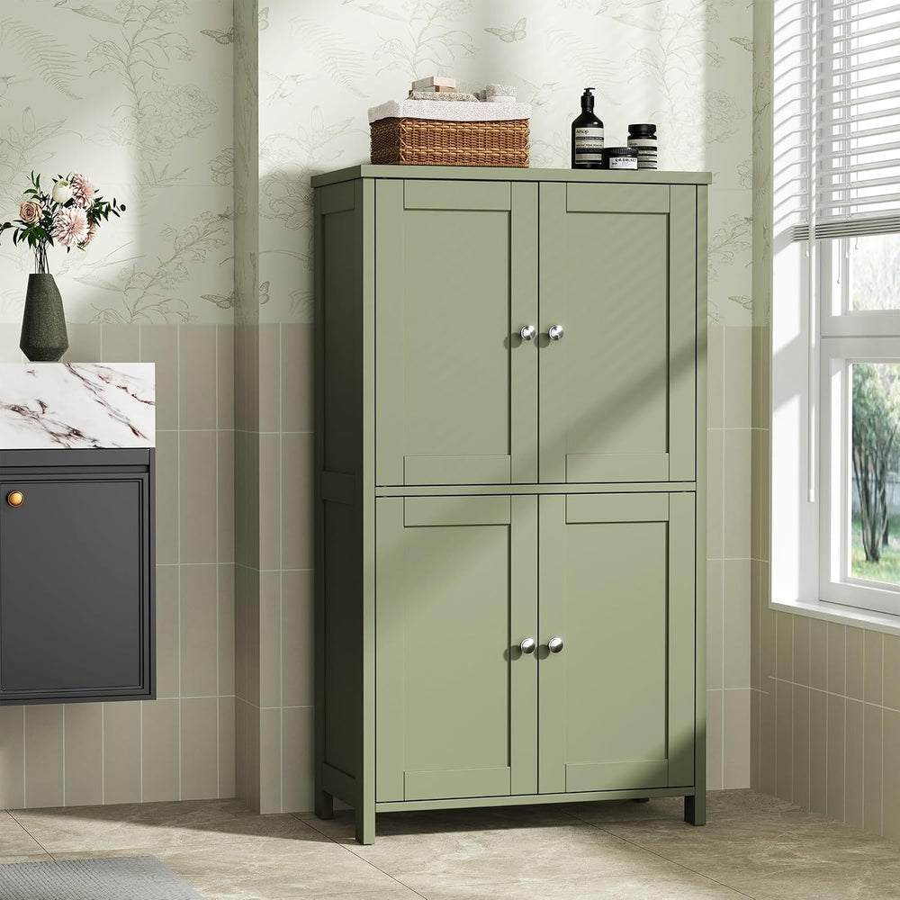 Shintenchi Bathroom Storage Cabinet 4 Doors & Adjustable Shelves Green
