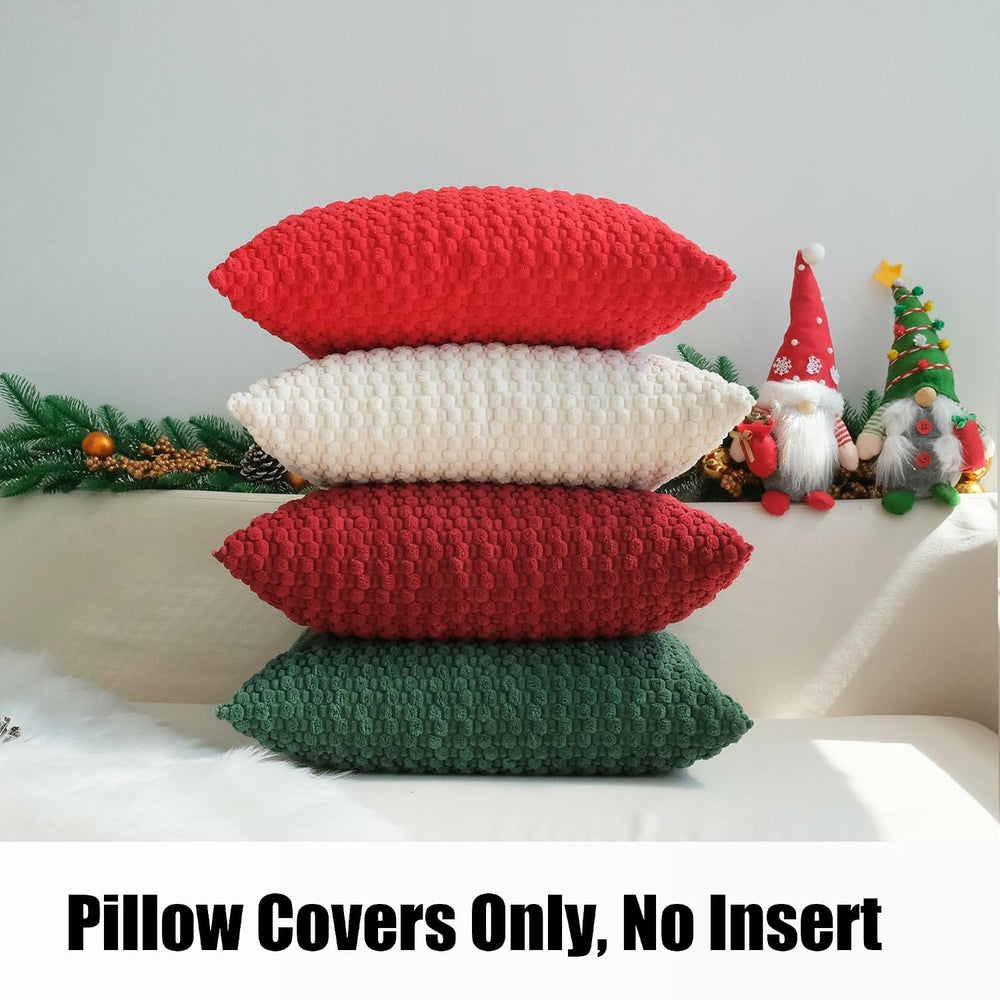 JOJUSIS Pack of 4 Throw Pillow Covers, Red Green, 24 x 24 Inch