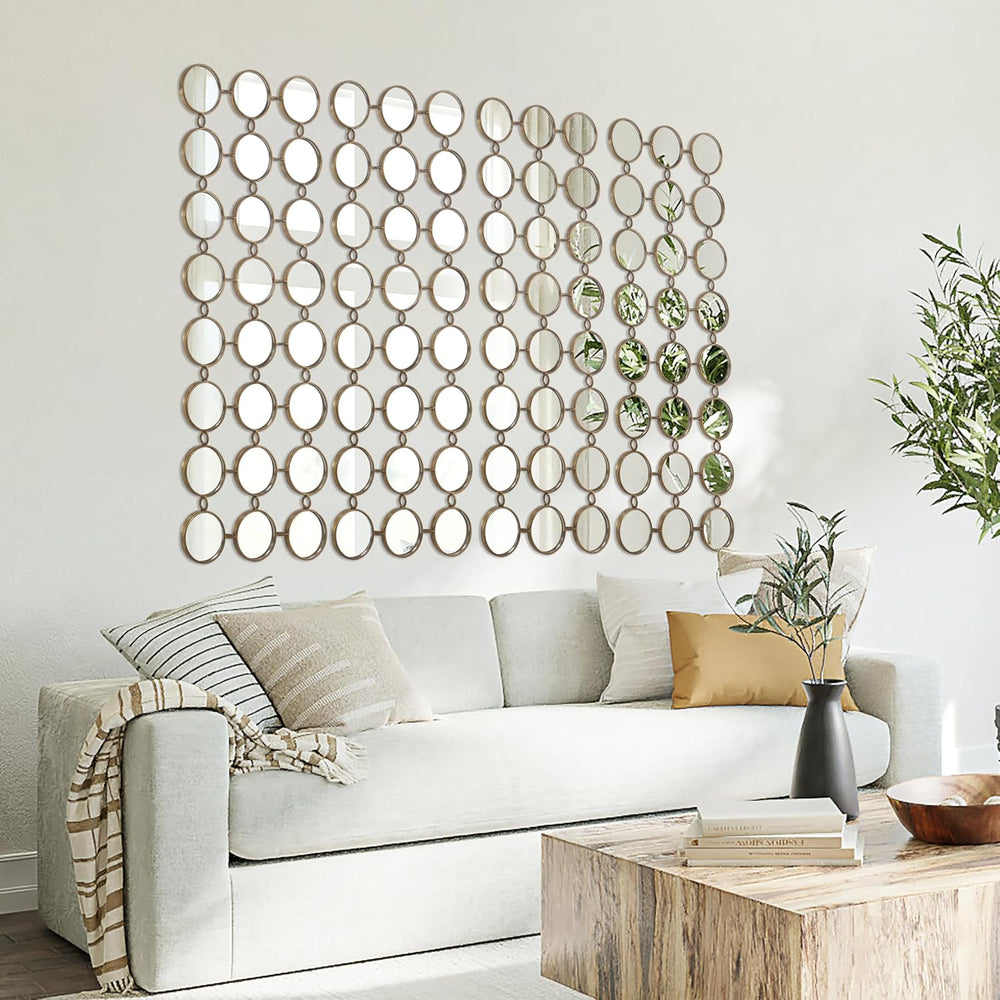 Gold Multi Mirror Wall Decor, 24 Mini Mirrors, 40.5 x 14.5 in