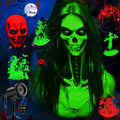 12 in 1 Halloween Projector Outdoor - 3D Dynamic Halloween Decorations,Clearer Skull/Spider/Pumpkin/Witch Cauldron HD Patterns,Holiday Lights for Window Garage Door Cover