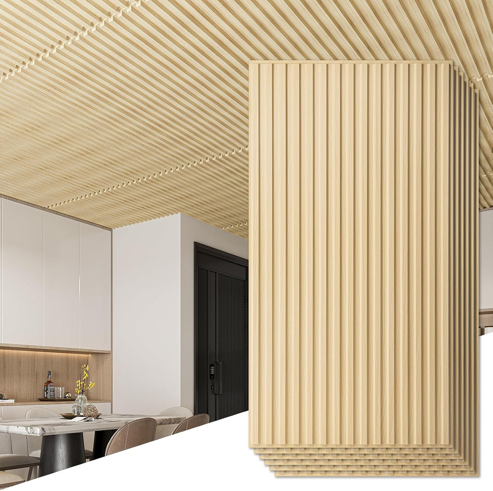 Art3d Fluted Slat 3D Wall Panels, Drop Ceiling Tiles, 6-Pack, Oak