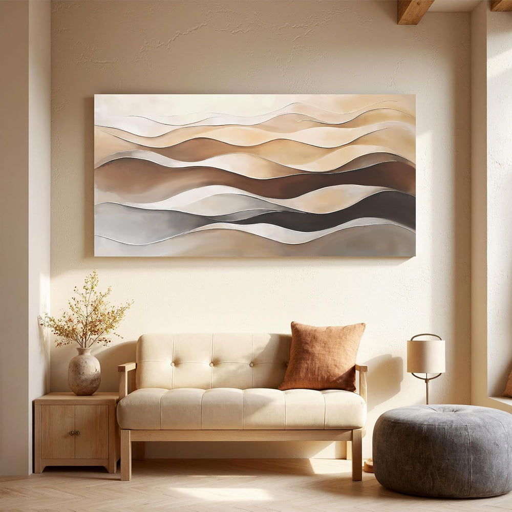 Brown White Abstract Canvas Wall Art Decor For Living Room Prints 20"×40...