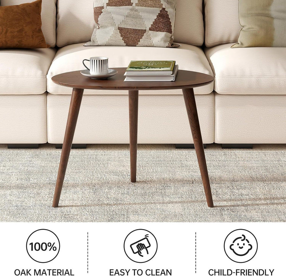 Small Oval Coffee Table, 25.6'' Small Mid Century Modern End Table fo...