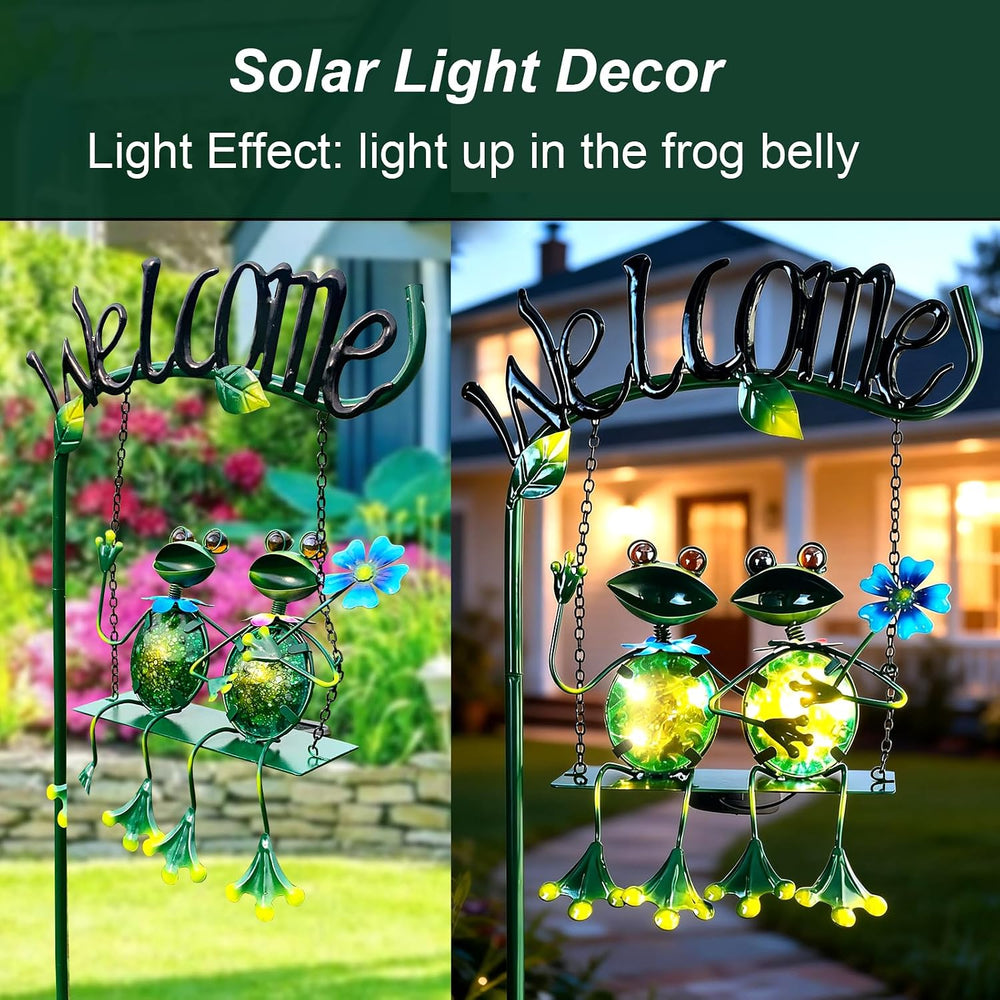 HONGLAND Solar Lights Outdoor Waterproof, Frog Swing Garden Decor, Frog Decor...
