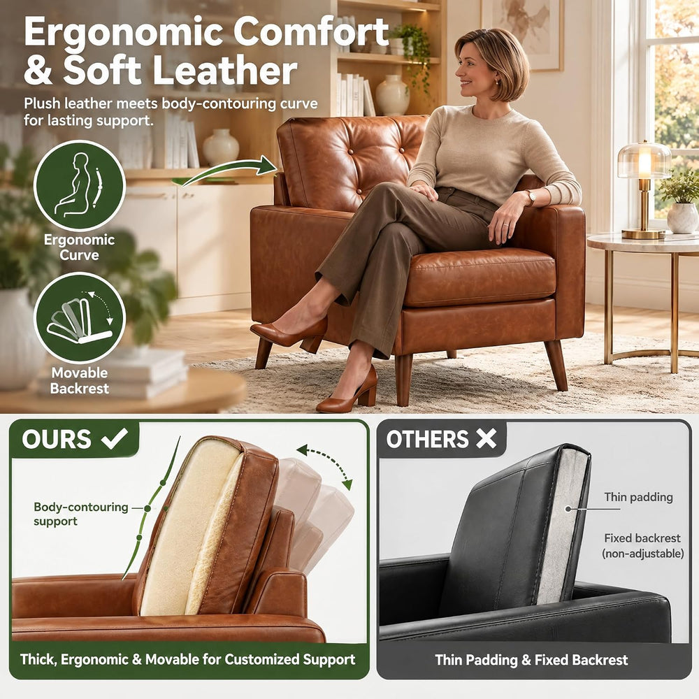HNY Brown Faux Leather Tufted Accent Chairs