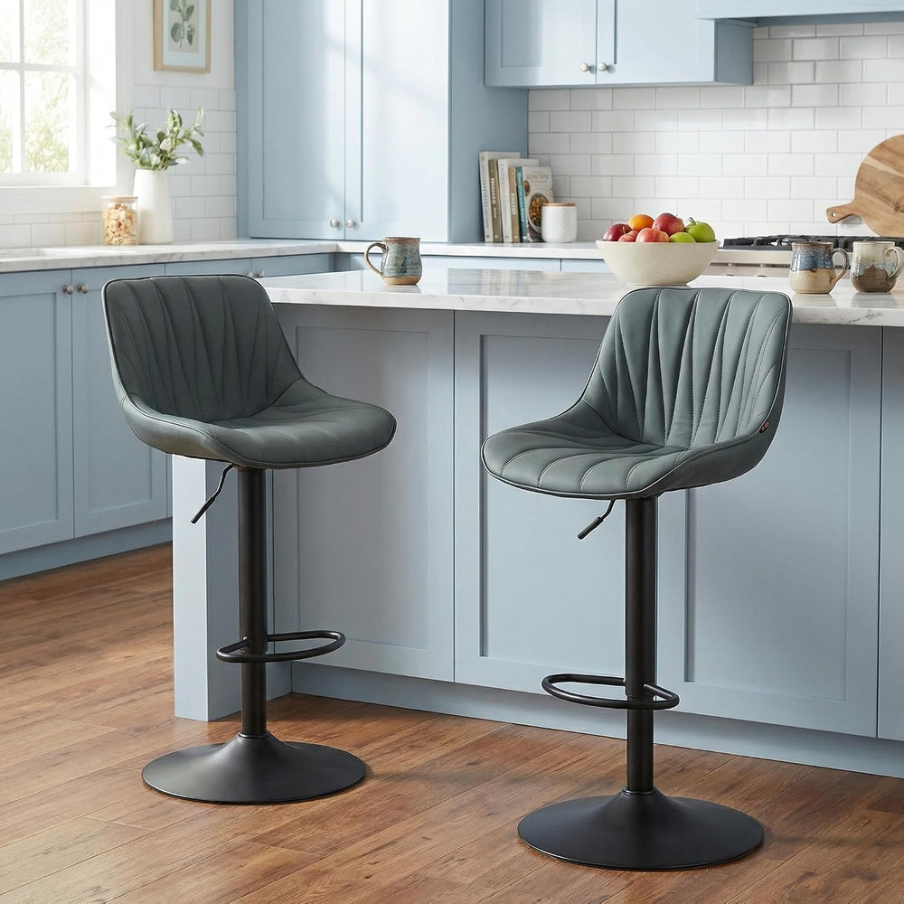 YOUNIKE Grayish Green Bar Stools Set of 2 for Kitchen Island