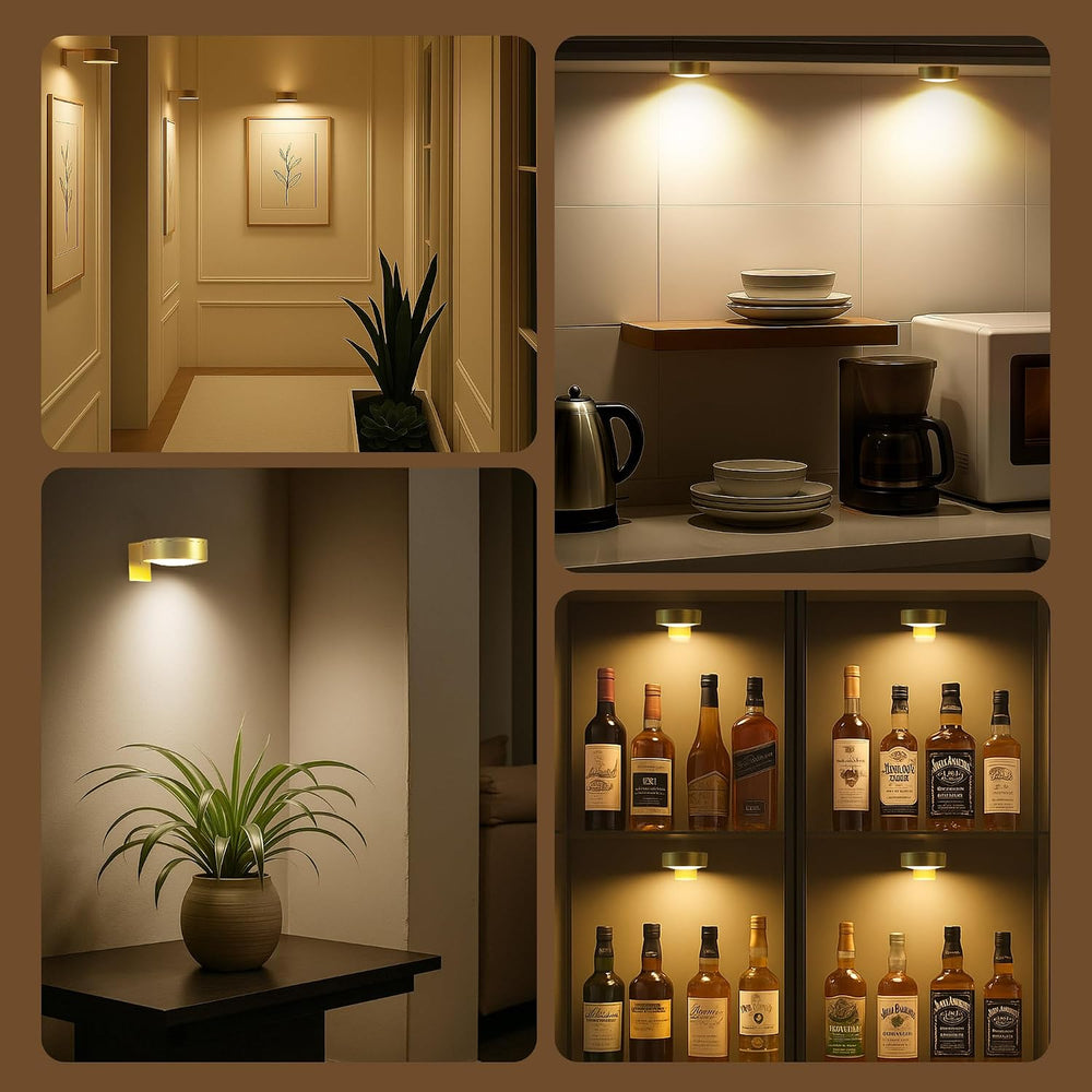Picture Lights for Wall, Wireless Poster Lights Battery Operated, Gold