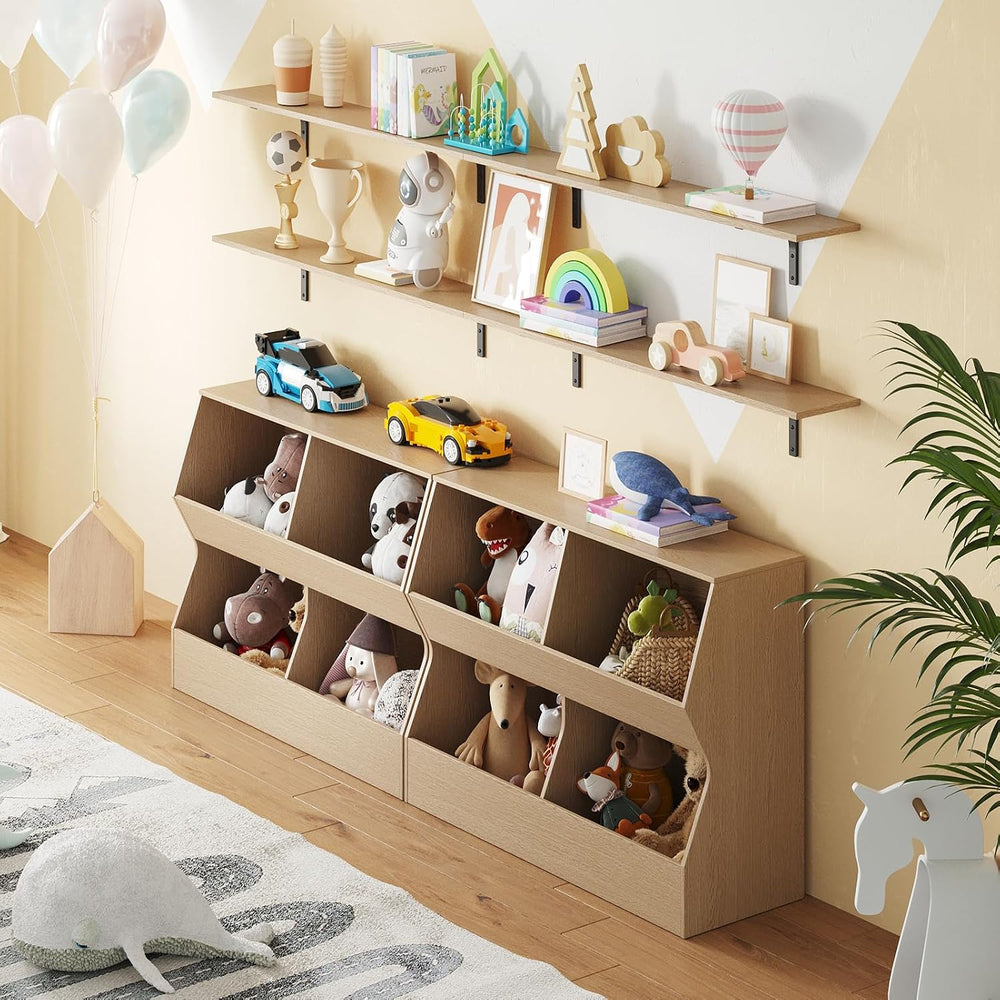 DINZI LVJ Long Wall Shelves, 31.5Inch Wooden Wall Mounted Shelves, Set of 2